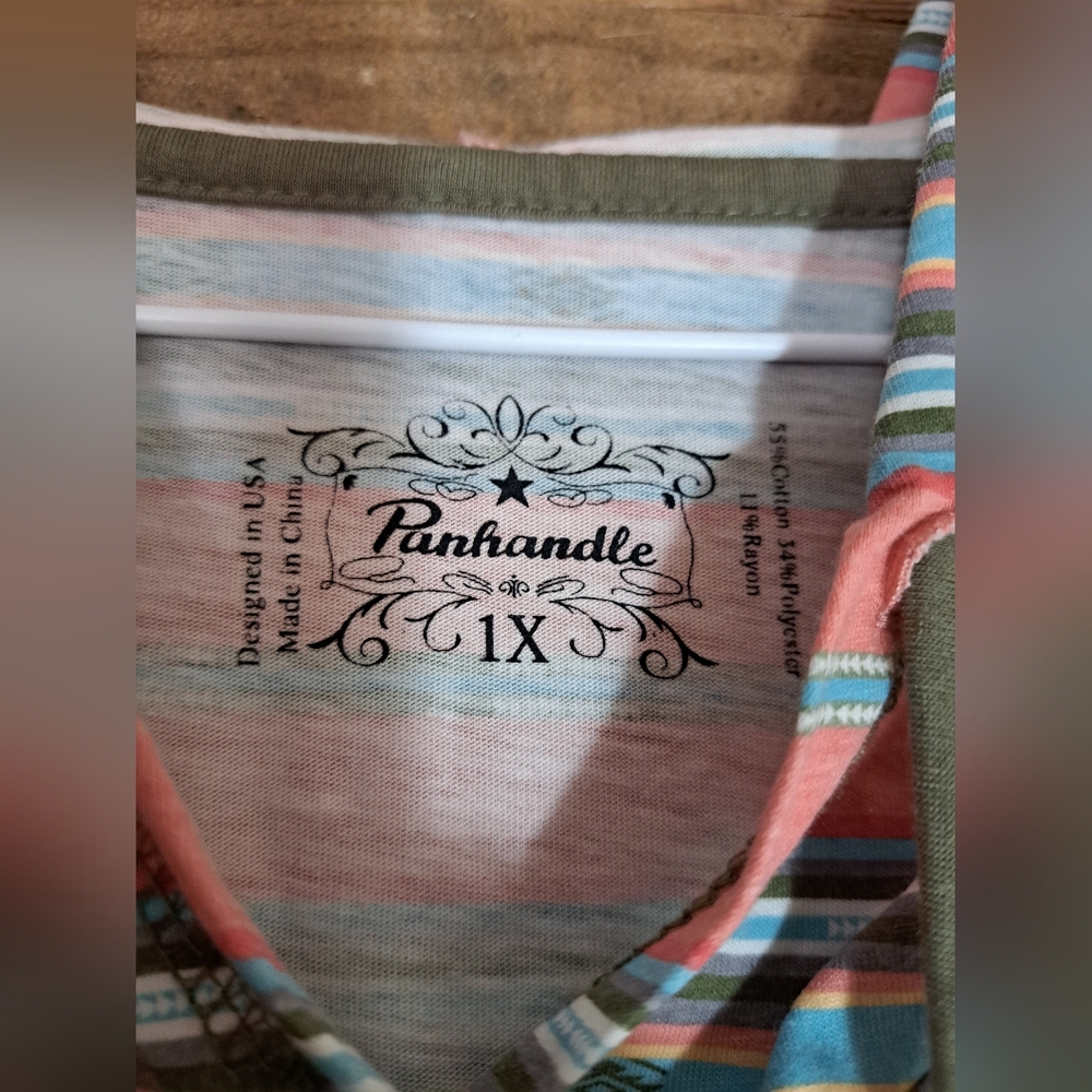 Ladies Panhandle Slim Pullover‎ Hoodie Pink and Blue Serape 1X - Picture 2 of 3